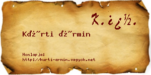 Kürti Ármin névjegykártya